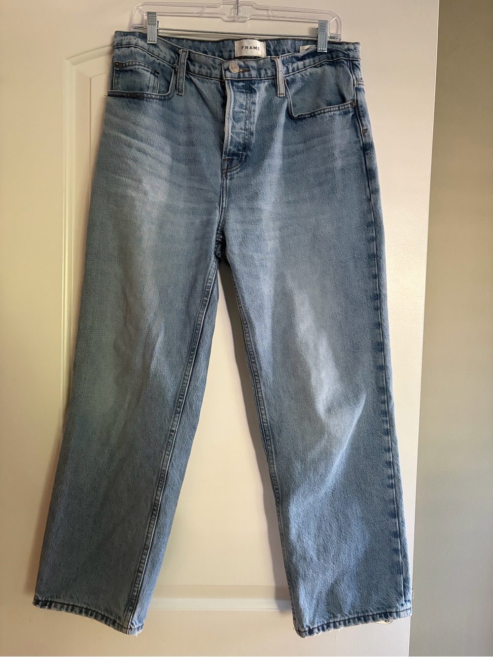 Frame Denim Light Blue Slouchy Straight Leg Jeans